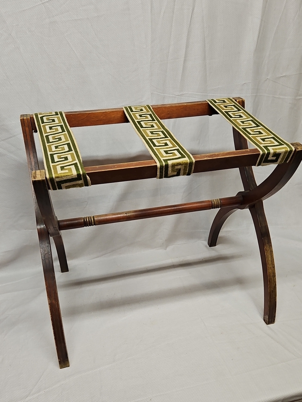 Mid-Century Hollywood Regency Style Folding Suitcase/Luggage Wooden Stand